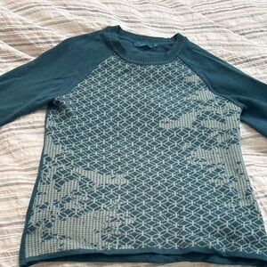 Prana Teal Geometric Knit Pullover